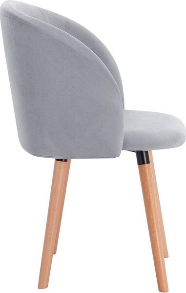 Jídelní židle Happyment 4x - sametově šedá - s područkami - ergonomická - dřevo a kov - výška 47 cm