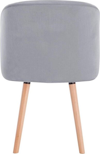 Jídelní židle Happyment 4x - sametově šedá - s područkami - ergonomická - dřevo a kov - výška 47 cm