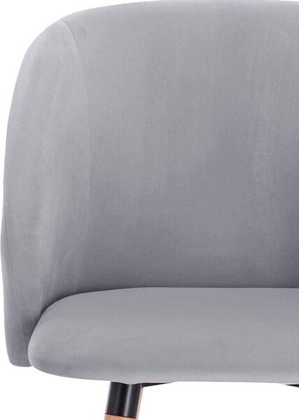 Jídelní židle Happyment 4x - sametově šedá - s područkami - ergonomická - dřevo a kov - výška 47 cm