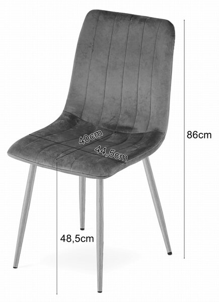 Židle ORSARA tmavě modrá sametová s područkami kovové nohy 4 kusy do obývacího pokoje, kuchyně, ložnice, nosnost do 110 kg, rozměry 43x90x51 cm