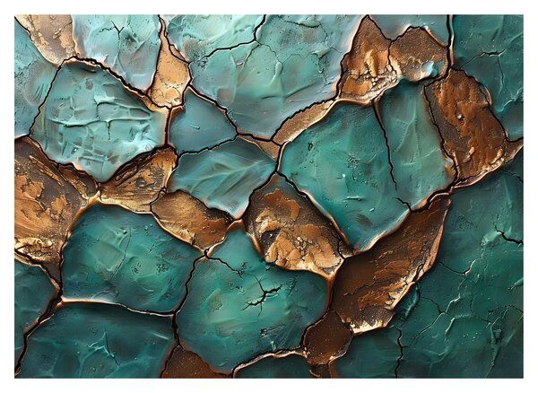Skleněný obraz - Zeleno-zlatá malba (70x50 cm)