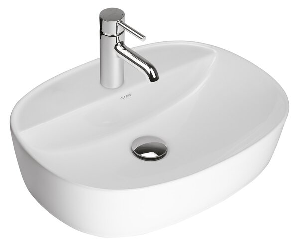 Oltens Hamnes umyvadlo 51x39 cm oválné na pult bílá lesk 41313000