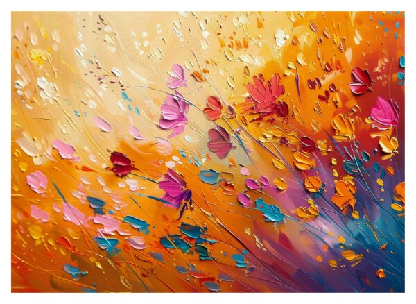 Skleněný obraz - Malba barevných květin (70x50 cm)