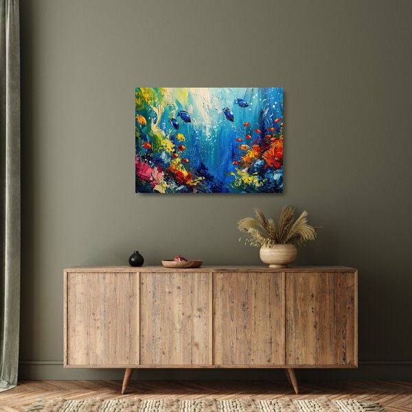 Skleněný obraz - Malba podmořského světa (70x50 cm)