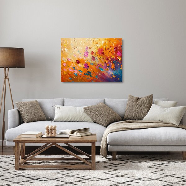 Skleněný obraz - Malba barevných květin (70x50 cm)