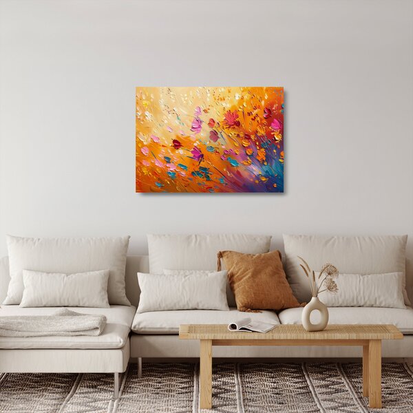 Skleněný obraz - Malba barevných květin (70x50 cm)