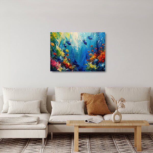 Skleněný obraz - Malba podmořského světa (70x50 cm)