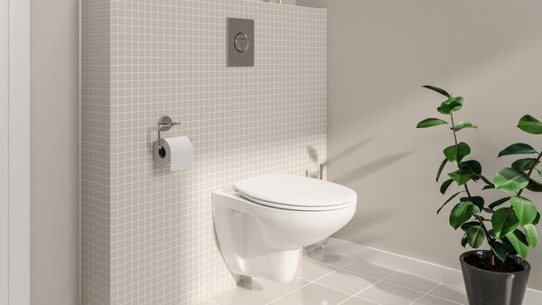 Grohe Bau Ceramic wc mísa se sedátkem s pomalým sklápěním závěsná bez splachovacího kruhu bílá 39351000