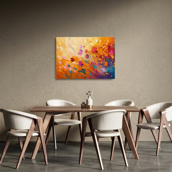 Skleněný obraz - Malba barevných květin (70x50 cm)