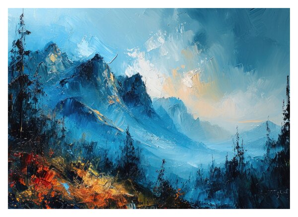 Skleněný obraz - Malba hor (70x50 cm)