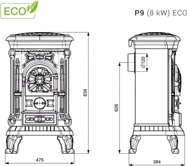 KAW-MET KAWMET krbová kamna P9 ECO