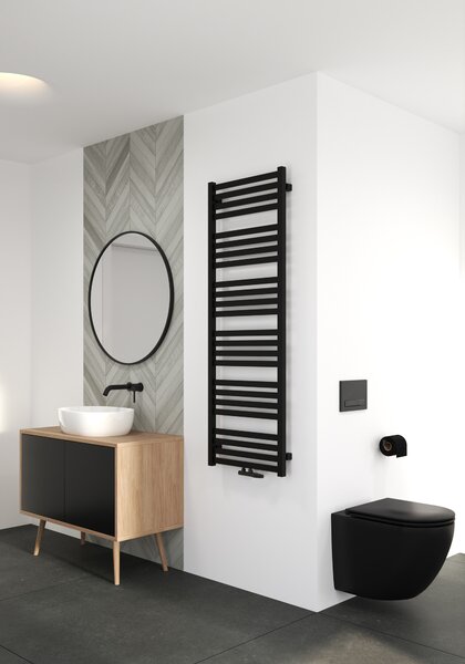 Oltens Vanlig koupelnový radiátor žebříkový 146x50 cm černá mat 55009300