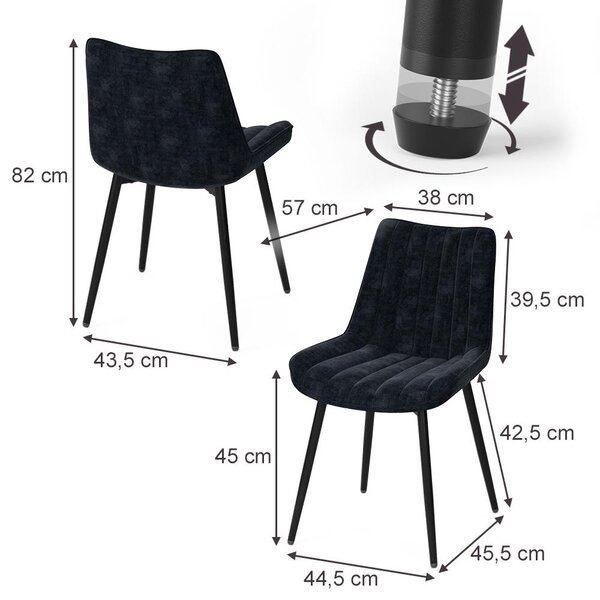 Židle jídelny Vicco Ravlo Černá 51 x 57 cm Sada 2 kusů, Model 61386