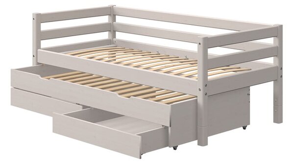 Šedá dětská postel z borovicového dřeva s přídavným výsuvným lůžkem a úložným prostorem Flexa Classic