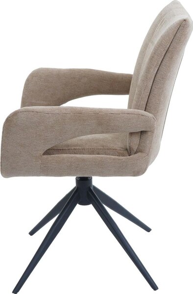 Sada 6 jídelních židlí HWC-O78, kuchyňská židle, otočná s automatickým vrácením, látka/textil šenil (310g/m²) Oeko-Tex světle hnědá