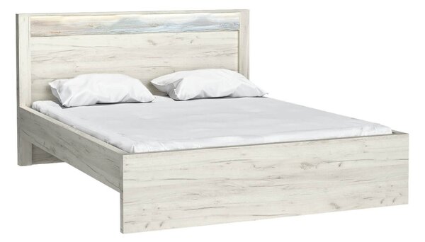 Manželská postel 160 cm Indie 19 (s LED osvětlením) (s roštem) (craft bílý). 1057807