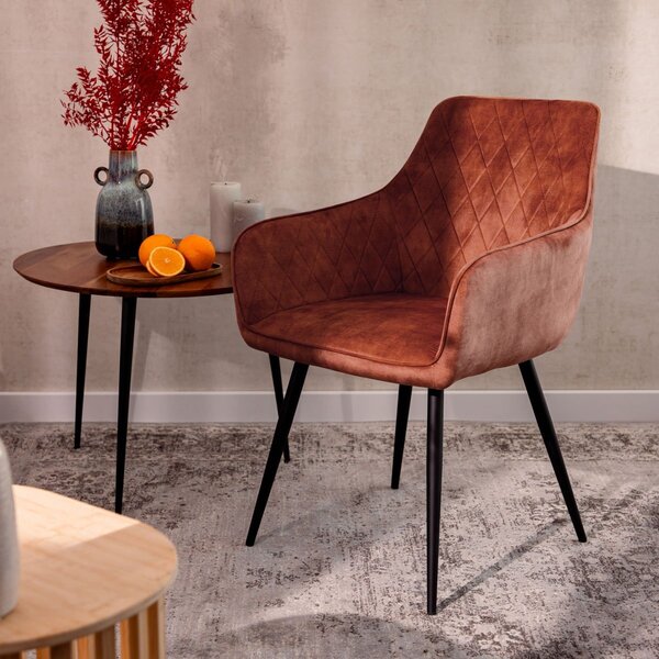 Židle do obývacího pokoje kancelářská židle čalouněná židle křeslo relaxační křeslo TV židle židle SATORI cihlová 58x62x79cm HOMLA