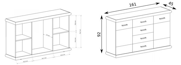 Komoda Kenny 07 (craft bílý + craft zlatý). Akce -17%