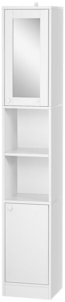 Kleankin vysoký sloupcový regál do koupelny s nastavitelnou policí - 30 x 28 x 170 cm - Bílý | Aosom