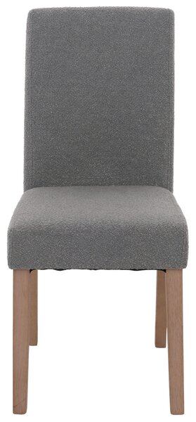 Sada 4 jídelních židlí Littau, kuchyňská židle s vysokým opěradlem, látka/textil bouclé dřevo šedá, nohy v přírodní barvě