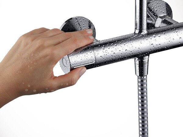 Hansgrohe Vernis Shape sprchová sada na stěnu s termostatem s dešťovou sprchou chrom 26286000