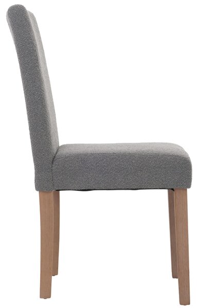 Sada 4 jídelních židlí Littau, kuchyňská židle s vysokým opěradlem, látka/textil bouclé dřevo šedá, nohy v přírodní barvě