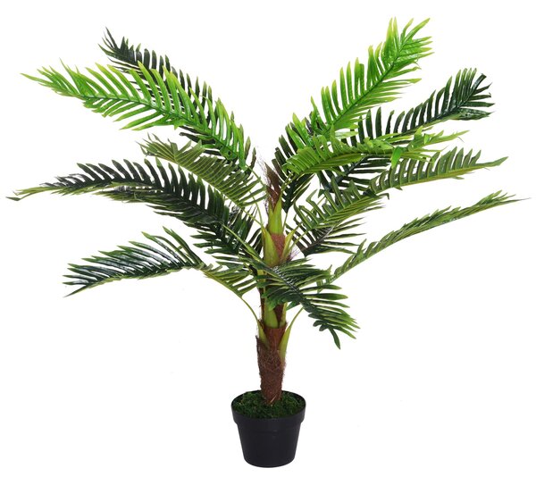 Umělý palmový strom Outsunny, výška 123 cm, dekorace, plastový květináč včetně, zelený | Aosom