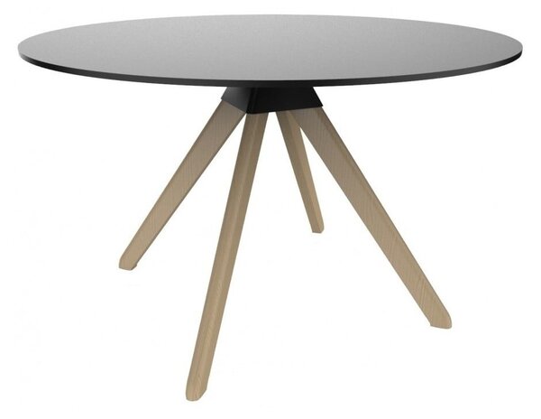 Černý jídelní stůl s podnožím z bukového dřeva Magis Cuckoo, ø 120 cm