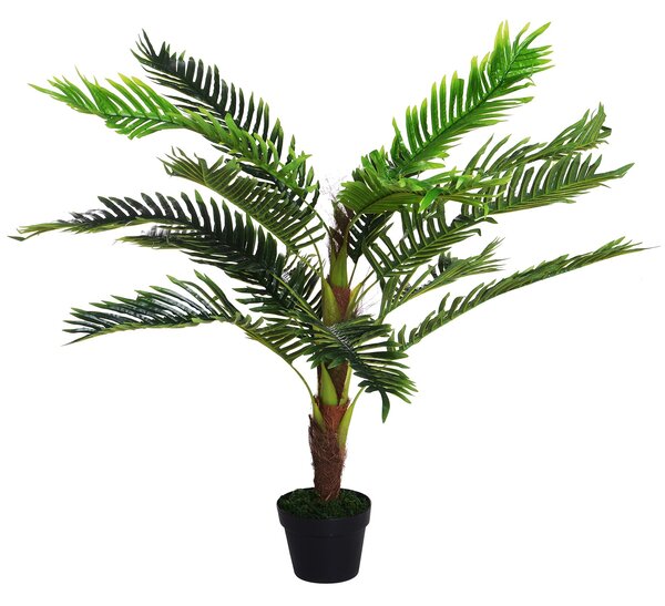 Umělý palmový strom Outsunny, výška 123 cm, dekorace, plastový květináč včetně, zelený | Aosom