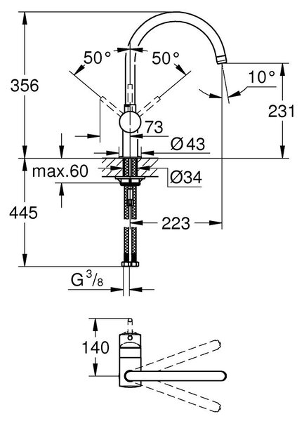 Grohe Minta kuchyňská baterie stojící černá 32917KS0