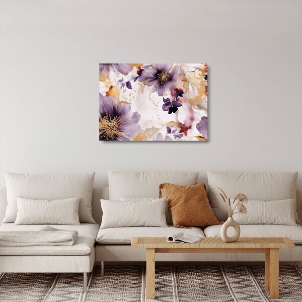 Skleněný obraz - Akvarelové květy (70x50 cm)