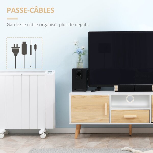HOMCOM TV stolek pro TV do 46 palců v severském stylu se 1 zásuvkou, 2 skříňkami, 1 prostorem a 1 organizérem kabelů - 120 x 37 x 45,5 cm | Aosom