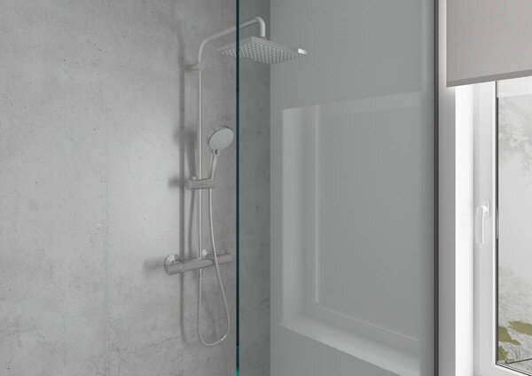 Hansgrohe Vernis Shape sprchová sada na stěnu s termostatem s dešťovou sprchou chrom 26286000