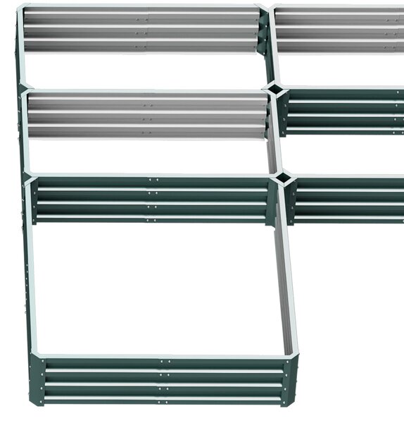 Outsunny Modulární ocelová zahradní čtvercová nádobka na zeleninu, sada 5 květináčů pro zeleninu, rostliny, květiny, rozměry 245L x 242W x 31H cm, zel