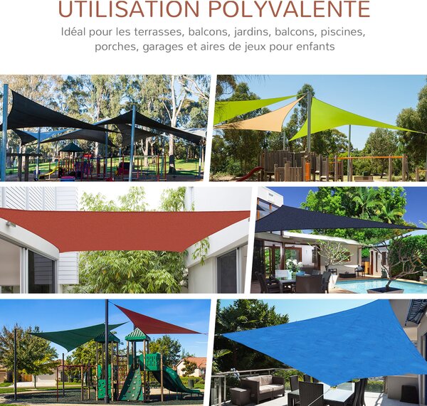 Outsunny Velká Trojúhelníková Sluneční Plachta 3 x 3 x 3 m z Vysoce Hustotního UV Odolného Polyethylenu v Růžově Červené Barvě | Aosom