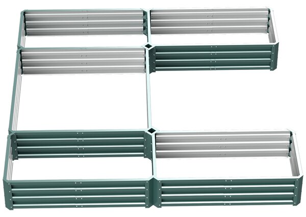 Outsunny Modulární ocelová zahradní čtvercová nádobka na zeleninu, sada 5 květináčů pro zeleninu, rostliny, květiny, rozměry 245L x 242W x 31H cm, zel