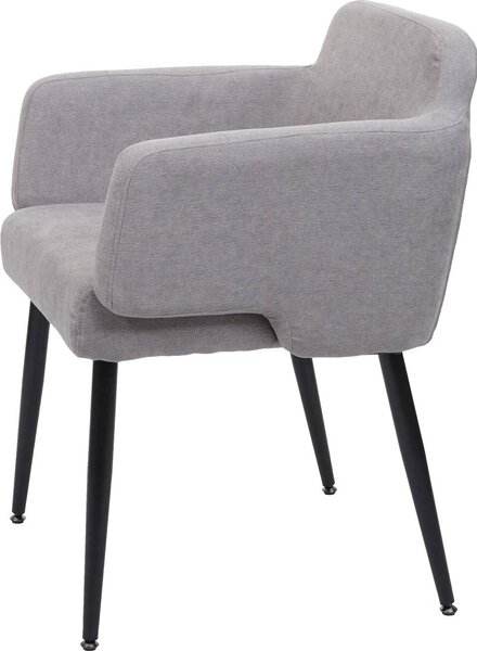 Sada 6 kusů jídelních židlí HWC-L13, čalouněné židle, kuchyňské židle s područkami, látka/textil, kov, šedá