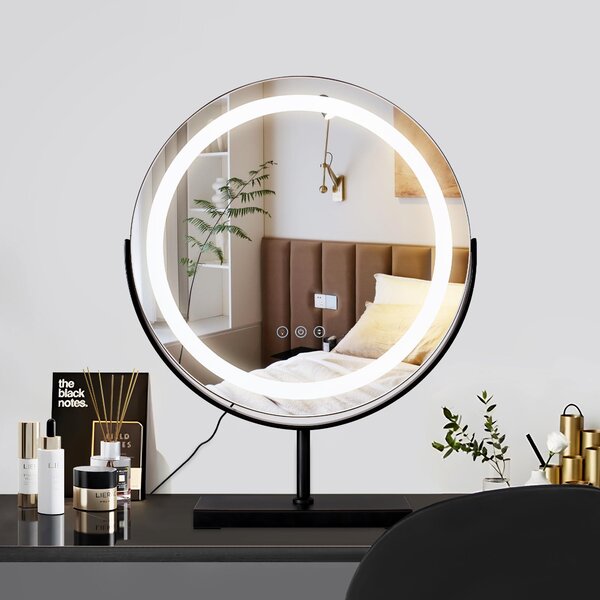 40 cm, kulaté, stmívatelné LED zrcadlo s osvětlením a 360stupňovou rotací