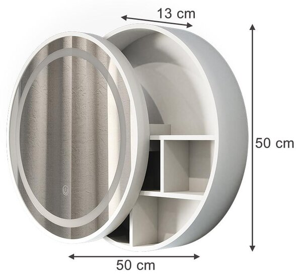 Koupelnová zrcadlová skříňka Vicco Silva Bílá 50 x 50 cm s 5 úložnými prostory, Model 57908