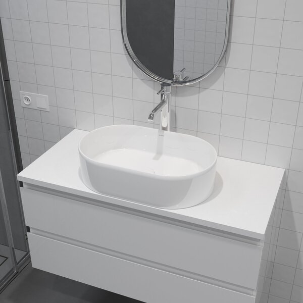 Oltens Lom umyvadlo 55x34 cm oválné na pult bílá 40311000
