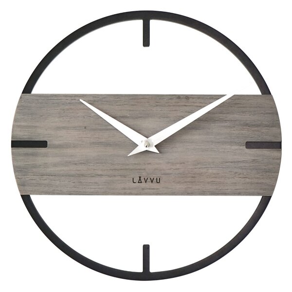 LAVVU Stylové dřevěné hodiny LOFT v industriálním vzhledu 35cm LCT4011