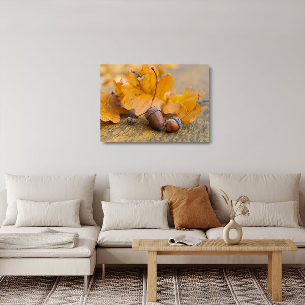 Skleněný obraz - Podzimní žaludy (70x50 cm)