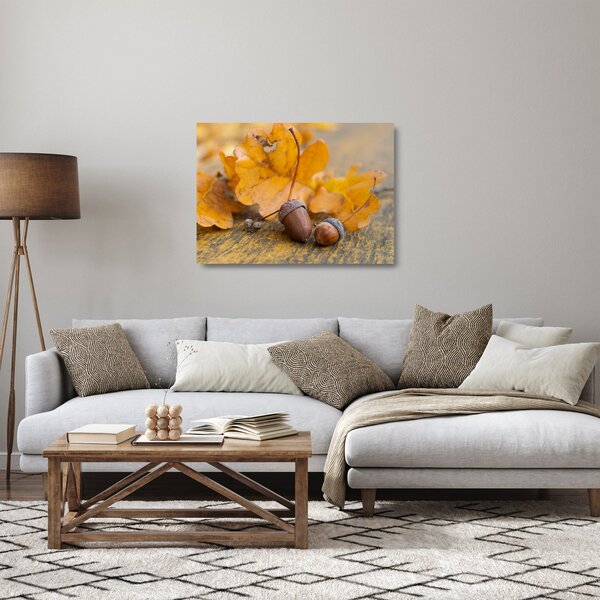 Skleněný obraz - Podzimní žaludy (70x50 cm)
