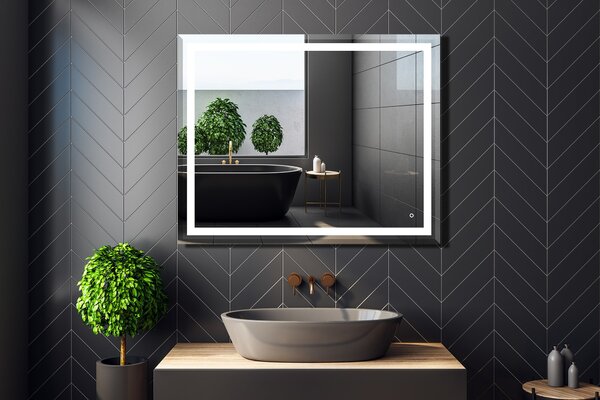 Venti Willa zrcadlo 100x80 cm obdélníkový s osvětlením stříbrná 5907459662177