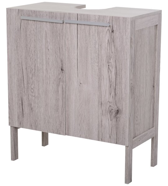 HOMCOM Koupelnová Skříňka s Dřezem - Podskříňková Skříň - Skříňka se 2 Dveřmi a Policí - rozměry 60Š x 30H x 70V cm - Šedá Dřevoimitace MDF | Aosom
