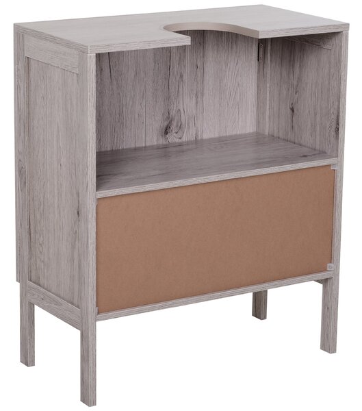 HOMCOM Koupelnová Skříňka s Dřezem - Podskříňková Skříň - Skříňka se 2 Dveřmi a Policí - rozměry 60Š x 30H x 70V cm - Šedá Dřevoimitace MDF | Aosom