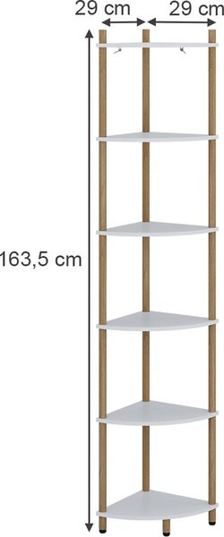 Rohová police Vicco Bivio Bílá/borovice 29 x 163.5 cm se 6 úložnými přihrádkami, Model 57471