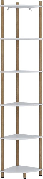 Rohová police Vicco Bivio Bílá/borovice 29 x 163.5 cm se 6 úložnými přihrádkami, Model 57471