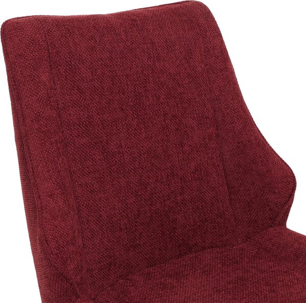 Sada 2 jídelních židlí HWC-O48, kuchyňská židle, otočná s automatickým návratem, látka/textil šenil (320 g/m²) Oeko-Tex bordeaux