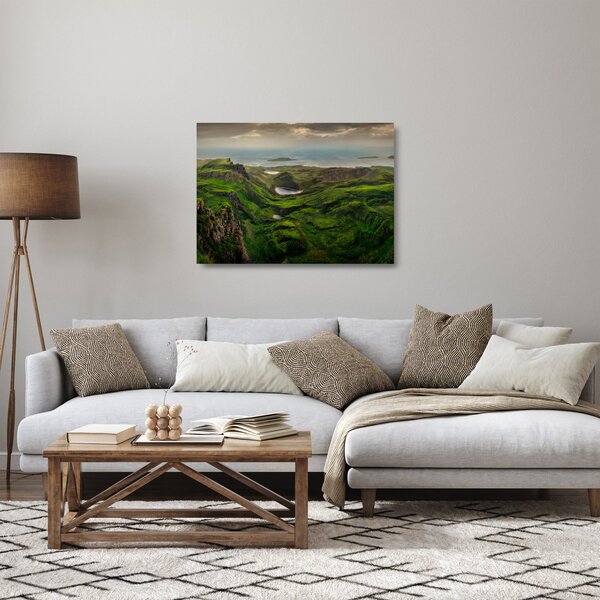 Skleněný obraz - Quiraing, Skotsko (70x50 cm)